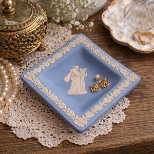 Wedgwood Jasperware Blue Diamond Dish England Vintage Trinket Tray Classical